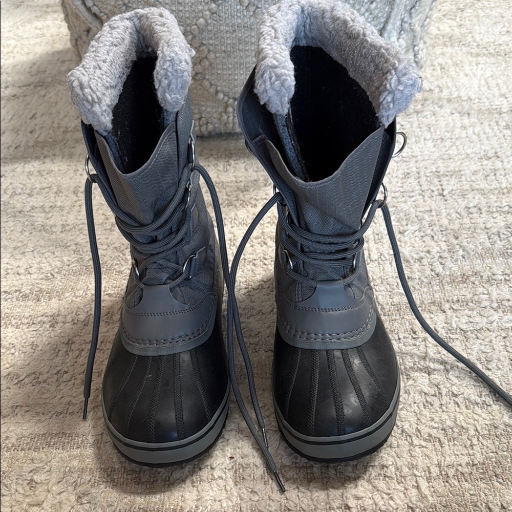 Sorel Gray and Black Waterproof Winter Boots